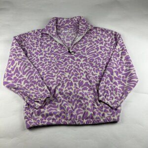 O'Neill Purple Modern Leopard Print Fleece Pullover Half Zip Jacket M